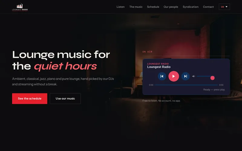 LoungeMusic.co.uk website screenshot